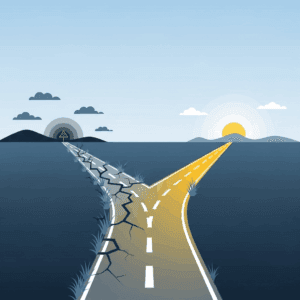 Bifurcação na estrada simbolizando a mudança no planejamento sucessório após o fim da vantagem do ITCMD no Amazonas.